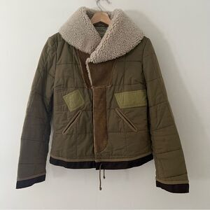 Diesel Vintage Y2K Coat Patchwork Jacket Quilted Green Size Small